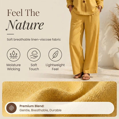 Ensemble composé d'un haut à manches longues et encolure en V et d'un pantalon pour femme