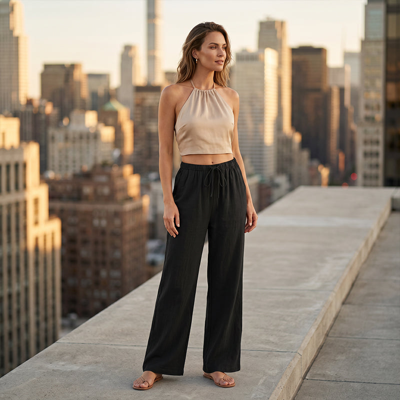 🔥-50%👖 Pantalon Femme Décontracté – Taille Haute Poches Confort Coupe Ample🤍 pour le quotidien