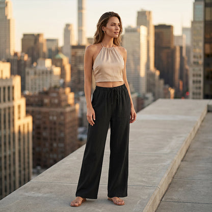 🔥-50%👖 Pantalon Femme Décontracté – Taille Haute Poches Confort Coupe Ample🤍 pour le quotidien