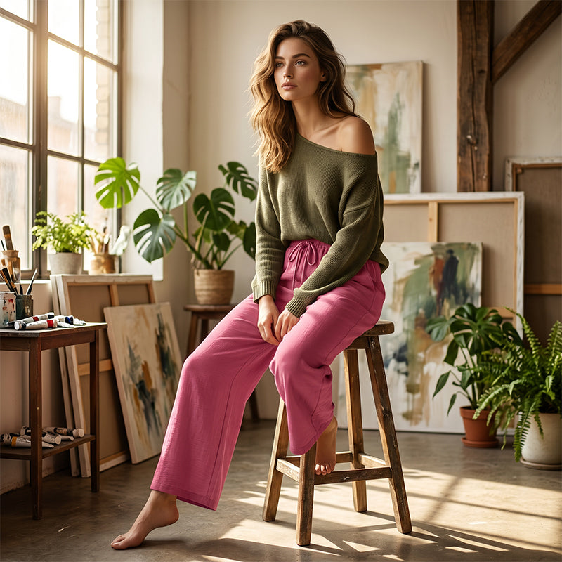 🔥-50%👖 Pantalon Femme Décontracté – Taille Haute Poches Confort Coupe Ample🤍 pour le quotidien