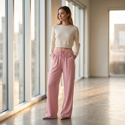 🔥-50%👖 Pantalon Femme Décontracté – Taille Haute Poches Confort Coupe Ample🤍 pour le quotidien