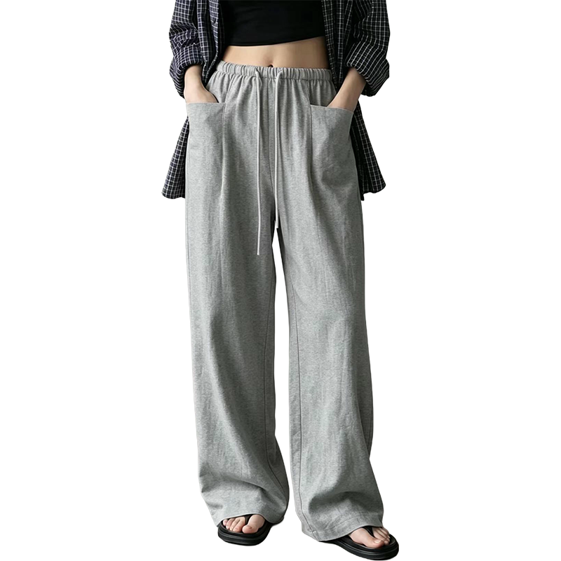 🔥-50%👖 Pantalon Femme Taille Haute à Cordon – Coupe Large Fluide avec Poches