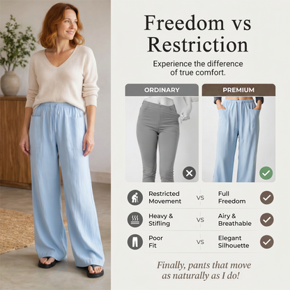 🔥-50%👖 Pantalon Femme Taille Haute à Cordon – Coupe Large Fluide avec Poches
