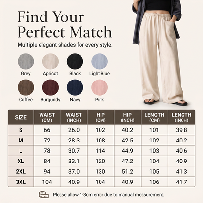 🔥-50%👖 Pantalon Femme Taille Haute à Cordon – Coupe Large Fluide avec Poches