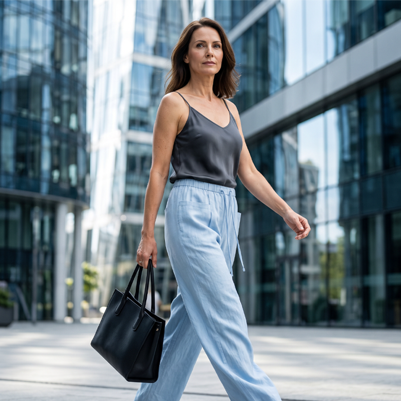 🔥-50%👖 Pantalon Femme Taille Haute à Cordon – Coupe Large Fluide avec Poches