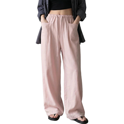 🔥-50%👖 Pantalon Femme Taille Haute à Cordon – Coupe Large Fluide avec Poches