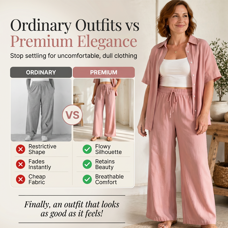 Ensemble composé d'un chemisier à manches courtes et d'un pantalon large pour femme