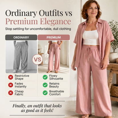 Ensemble composé d'un chemisier à manches courtes et d'un pantalon large pour femme