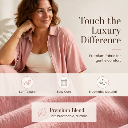 Ensemble composé d'un chemisier à manches courtes et d'un pantalon large pour femme