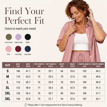 Ensemble composé d'un chemisier à manches courtes et d'un pantalon large pour femme
