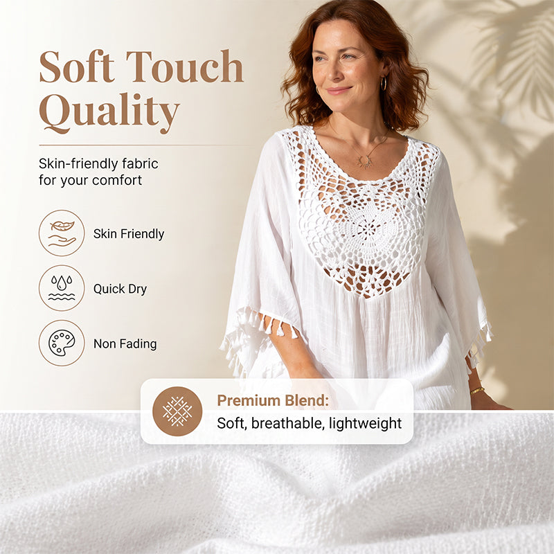 ⌛50 % de réduction le dernier jour – Paréo de plage pour femme en patchwork au crochet avec pompon