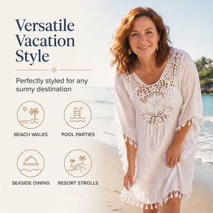 ⌛50 % de réduction le dernier jour – Paréo de plage pour femme en patchwork au crochet avec pompon
