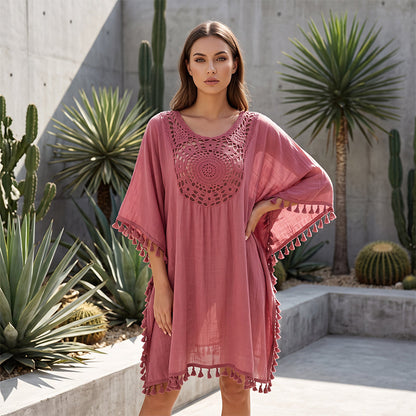 ⌛50 % de réduction le dernier jour – Paréo de plage pour femme en patchwork au crochet avec pompon