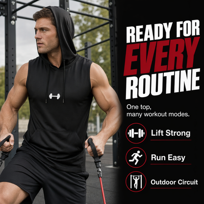 🏋️ 50% DE RÉDUCTION ! 💪 Sweat à Capuche Sans Manches Athlétique Homme – Coupe Dégagée, Tissu Léger & Respirant – Poche Kangourou Avant – Idéal pour la Gym, la Course et le Quotidien 🏃
