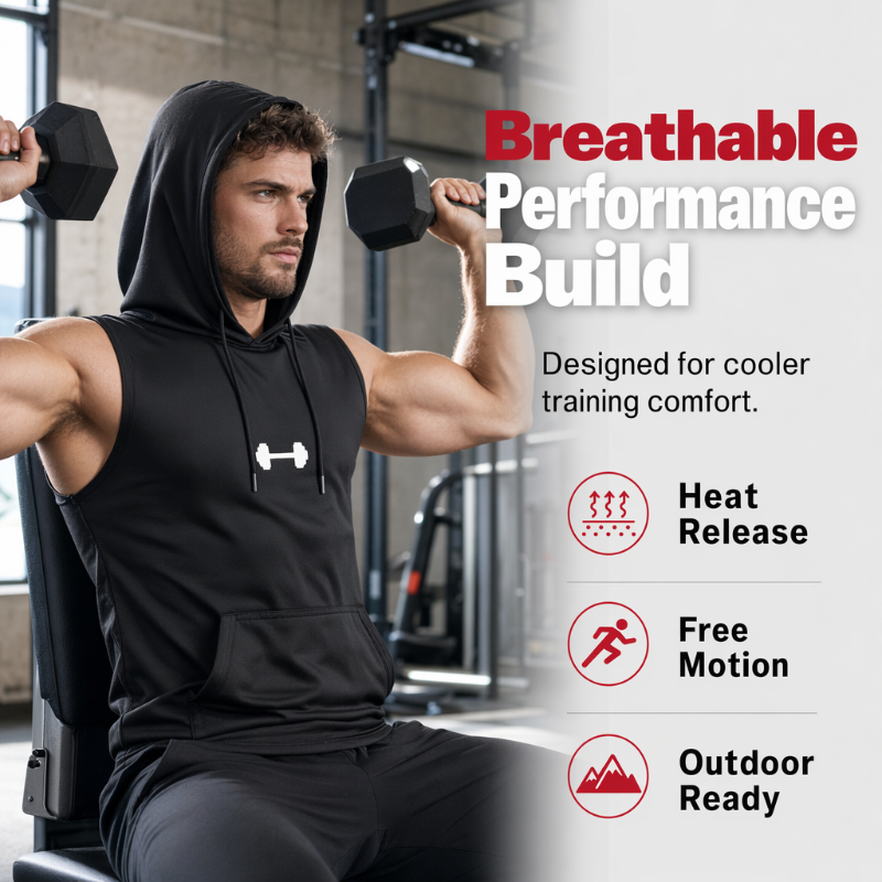 🏋️ 50% DE RÉDUCTION ! 💪 Sweat à Capuche Sans Manches Athlétique Homme – Coupe Dégagée, Tissu Léger & Respirant – Poche Kangourou Avant – Idéal pour la Gym, la Course et le Quotidien 🏃