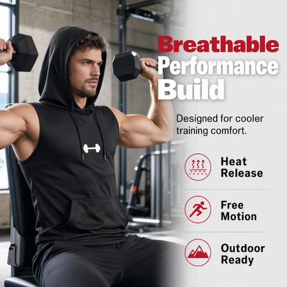 🏋️ 50% DE RÉDUCTION ! 💪 Sweat à Capuche Sans Manches Athlétique Homme – Coupe Dégagée, Tissu Léger & Respirant – Poche Kangourou Avant – Idéal pour la Gym, la Course et le Quotidien 🏃