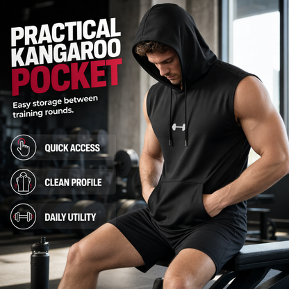 🏋️ 50% DE RÉDUCTION ! 💪 Sweat à Capuche Sans Manches Athlétique Homme – Coupe Dégagée, Tissu Léger & Respirant – Poche Kangourou Avant – Idéal pour la Gym, la Course et le Quotidien 🏃