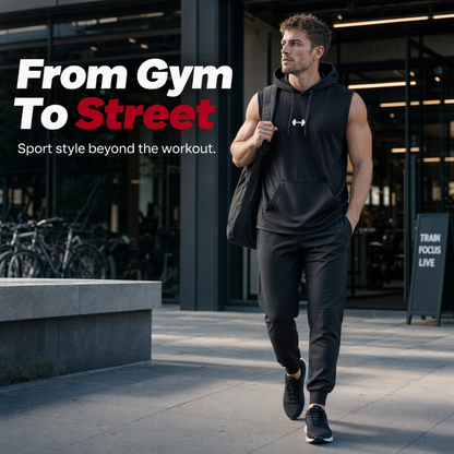🏋️ 50% DE RÉDUCTION ! 💪 Sweat à Capuche Sans Manches Athlétique Homme – Coupe Dégagée, Tissu Léger & Respirant – Poche Kangourou Avant – Idéal pour la Gym, la Course et le Quotidien 🏃