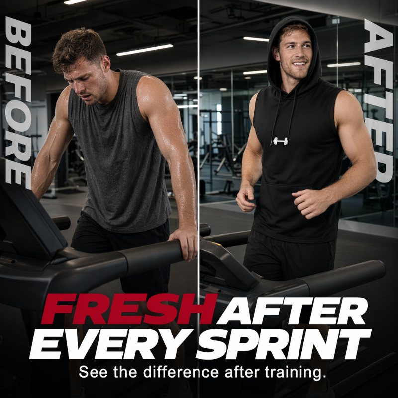 🏋️ 50% DE RÉDUCTION ! 💪 Sweat à Capuche Sans Manches Athlétique Homme – Coupe Dégagée, Tissu Léger & Respirant – Poche Kangourou Avant – Idéal pour la Gym, la Course et le Quotidien 🏃