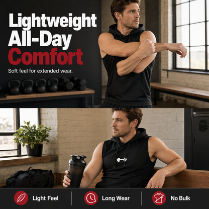 🏋️ 50% DE RÉDUCTION ! 💪 Sweat à Capuche Sans Manches Athlétique Homme – Coupe Dégagée, Tissu Léger & Respirant – Poche Kangourou Avant – Idéal pour la Gym, la Course et le Quotidien 🏃