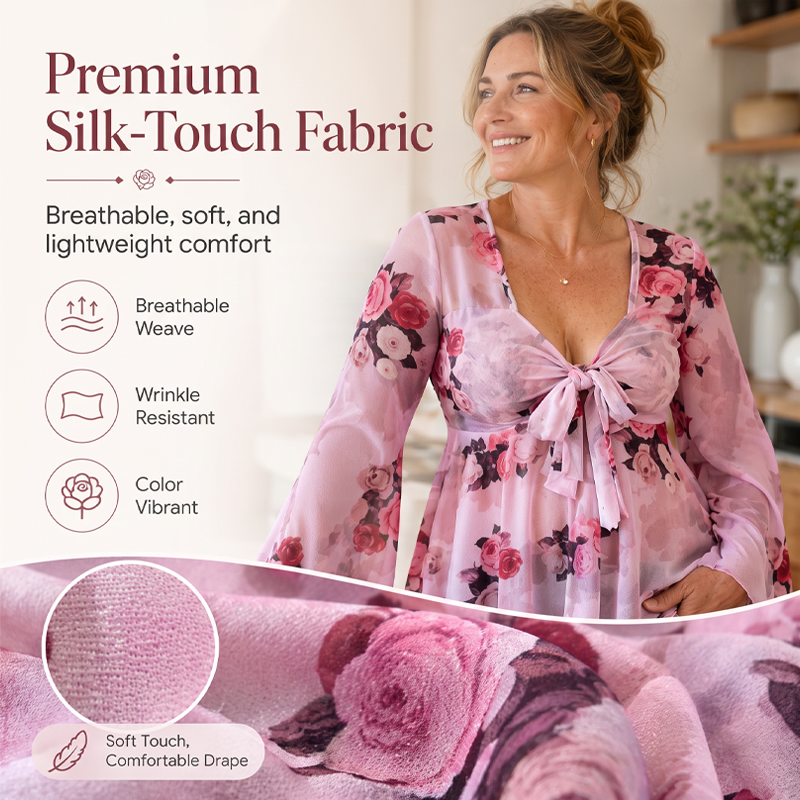 Chemisier femme à imprimé floral, encolure carrée et noué sur le devant