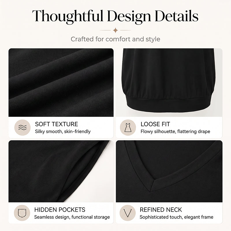 Robe-t-shirt à col en V pour femmes, grandes tailles