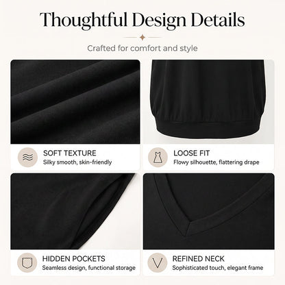 Robe-t-shirt à col en V pour femmes, grandes tailles