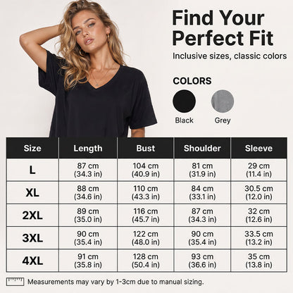 Robe-t-shirt à col en V pour femmes, grandes tailles
