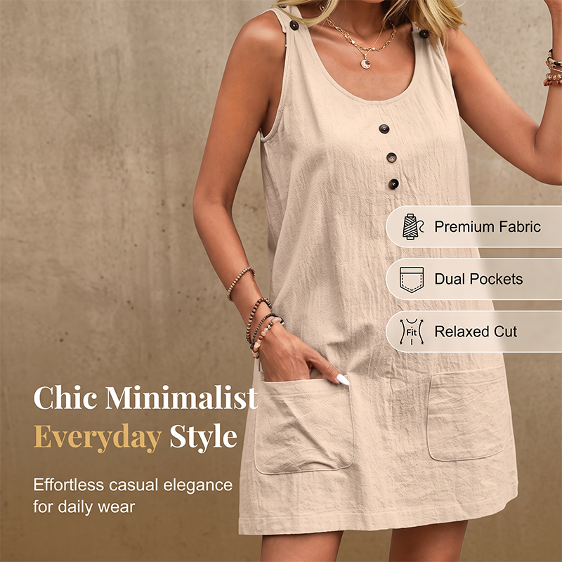 Robe d'été sans manches pour femme, avec poches