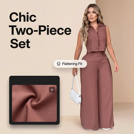 👗 50% DE RÉDUCTION 🌸 Ensemble 2 pièces femme – Top sans manches & pantalon fluide – Coupe légère, look chic & décontracté – idéal pour l’été ou les voyages – confortable et stylé ☀️👖✨