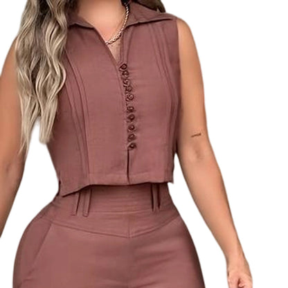 👗 50% DE RÉDUCTION 🌸 Ensemble 2 pièces femme – Top sans manches & pantalon fluide – Coupe légère, look chic & décontracté – idéal pour l’été ou les voyages – confortable et stylé ☀️👖✨