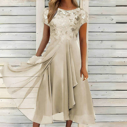 Robe élégante à col rond pour femme
