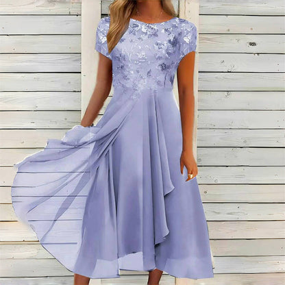Robe élégante à col rond pour femme