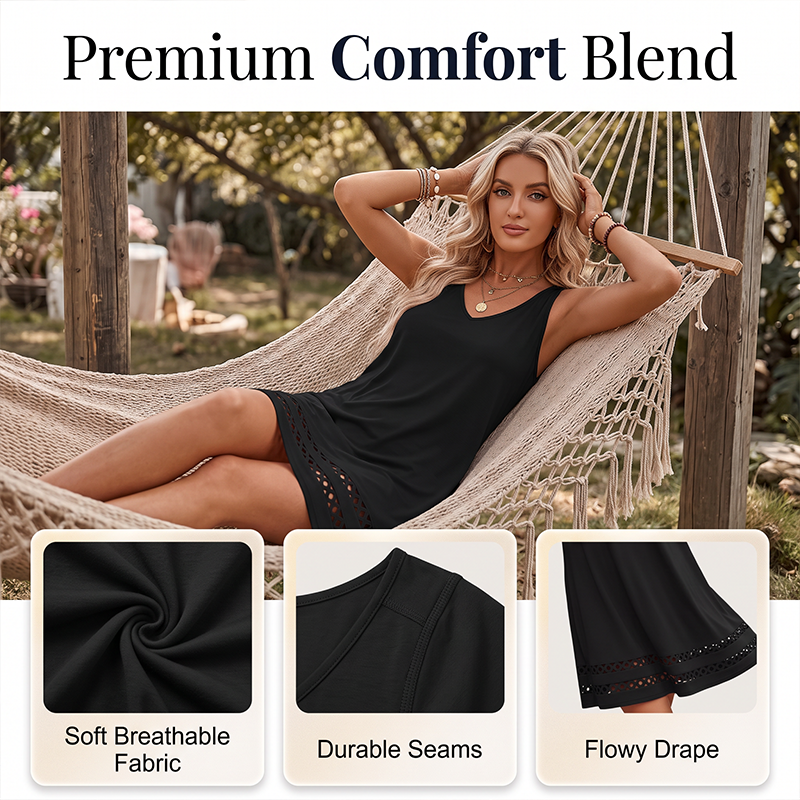 Robe décontractée sans manches à col en V pour femme