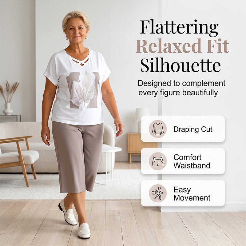⚡ ÉCONOMISEZ 50 % ! ✨ Ensemble 2 Pièces Décontracté Col V & Pantalon Court – Tissu Mélangé Premium, Coupe Ample Flatteuse & Respirant – Idéal pour la Détente et le Quotidien 🌿