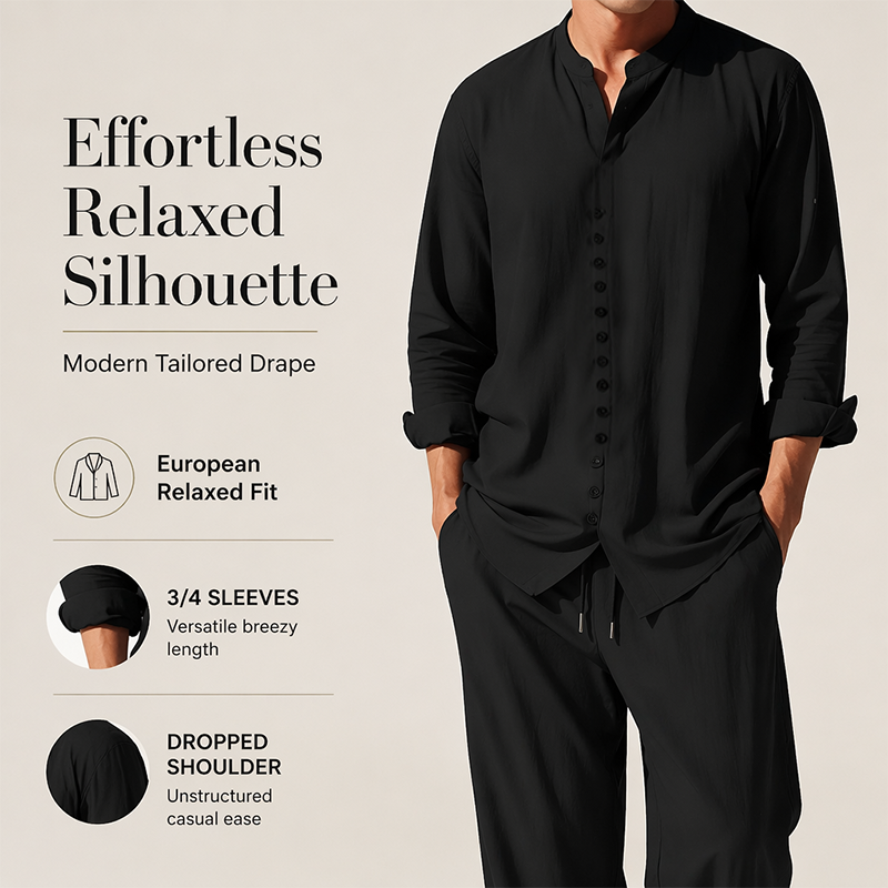 ⏳ OFFRE LIMITÉE – 50% DE RÉDUCTION ! 🔥 Ensemble Chemise et Pantalon Casual Minimaliste Homme – Tissu Mélangé Respirant, Coupe Confortable & Look Assorti – Idéal pour la Plage et les Journées Chaudes 🌊