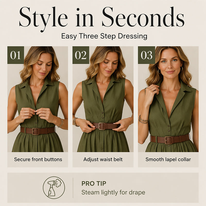 Robe chemise cintrée à la taille