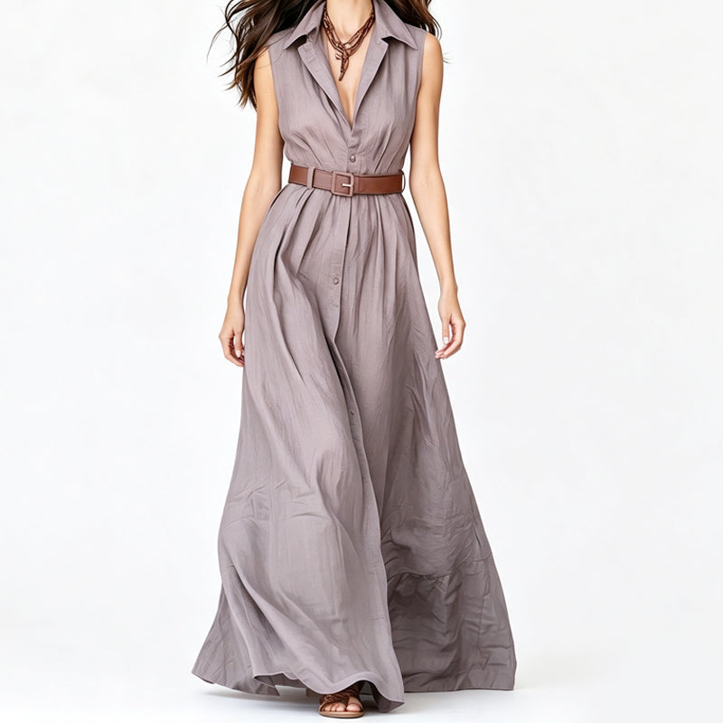 Robe chemise cintrée à la taille