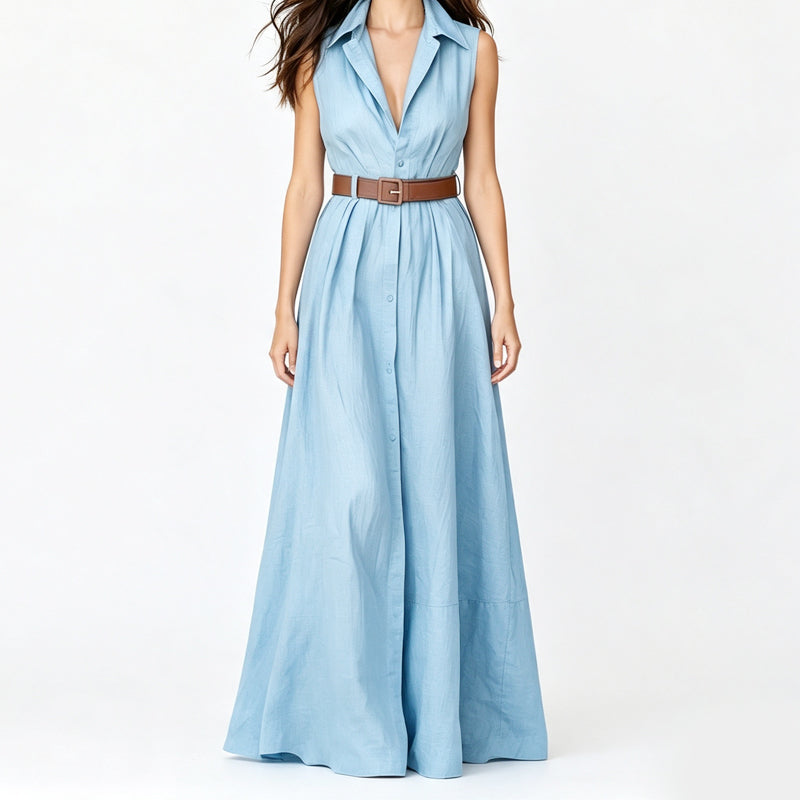 Robe chemise cintrée à la taille