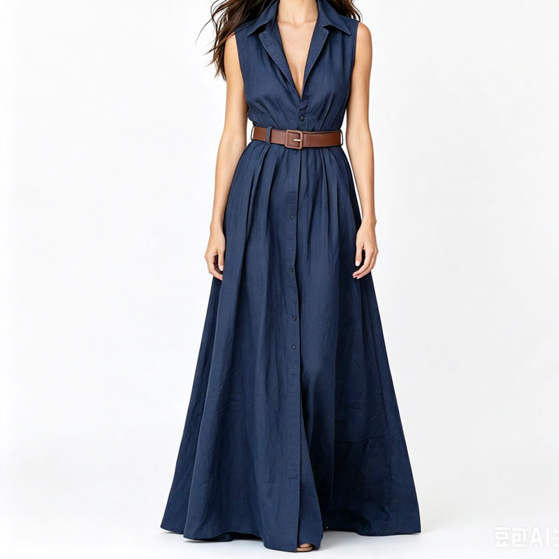 Robe chemise cintrée à la taille