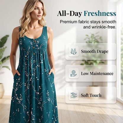 Best-seller de l'été 🔥👗 Robe longue sans manches avec poches latérales – Une silhouette fluide pour des journées décontractées