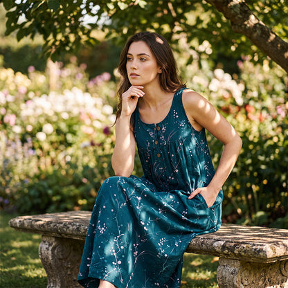 Best-seller de l'été 🔥👗 Robe longue sans manches avec poches latérales – Une silhouette fluide pour des journées décontractées