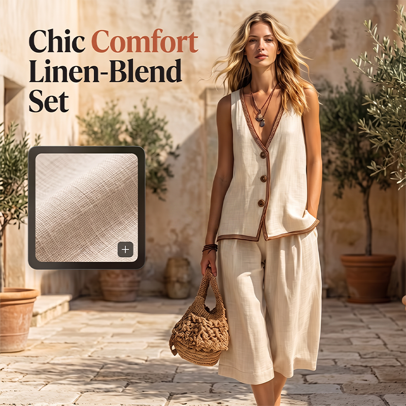 Best-seller de l'été 🔥 Ensemble composé d'un débardeur à col en V et d'un pantalon à jambes larges