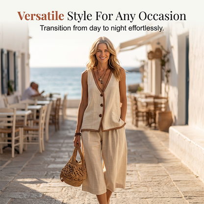 Best-seller de l'été 🔥 Ensemble composé d'un débardeur à col en V et d'un pantalon à jambes larges