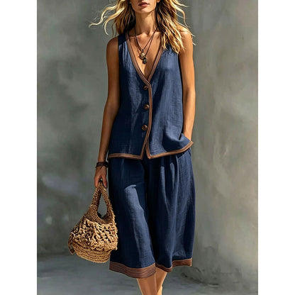 Best-seller de l'été 🔥 Ensemble composé d'un débardeur à col en V et d'un pantalon à jambes larges