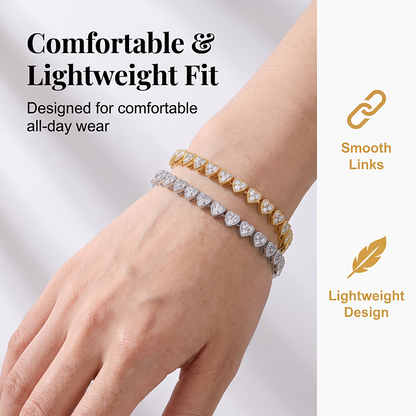 ✨ 50 % DE RÉDUCTION – Bracelet à maillons en forme de cœurs étincelants, style tennis raffiné et brillant, qui s'accorde à merveille avec toutes vos tenues