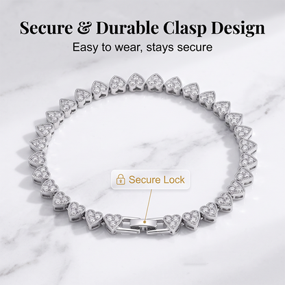✨ 50 % DE RÉDUCTION – Bracelet à maillons en forme de cœurs étincelants, style tennis raffiné et brillant, qui s'accorde à merveille avec toutes vos tenues