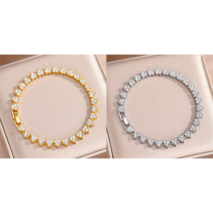 ✨ 50 % DE RÉDUCTION – Bracelet à maillons en forme de cœurs étincelants, style tennis raffiné et brillant, qui s'accorde à merveille avec toutes vos tenues