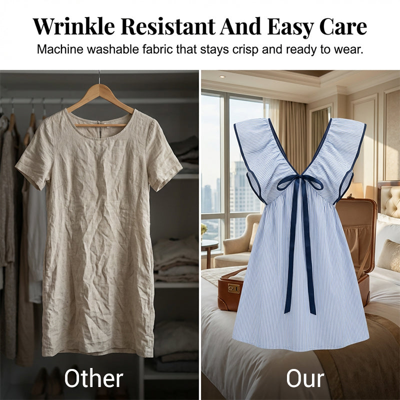 🌸👗OFFRE LIMITÉE -50% ! 🎀Mini robe babydoll à col V – Style mignon à ourlet évasé, charme au quotidien.