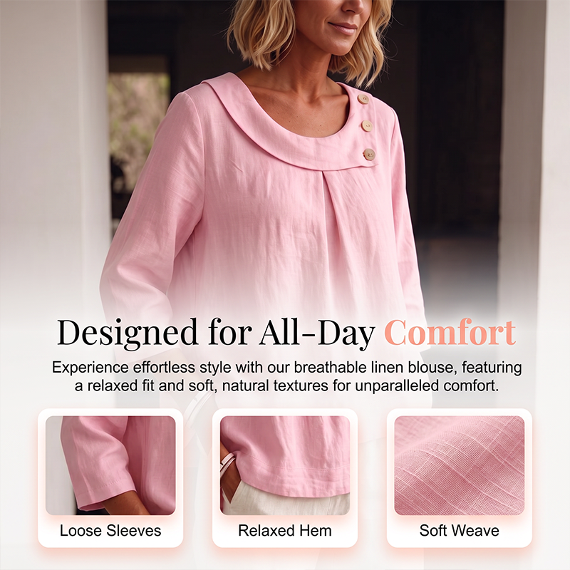 Nouveauté ✨🌸 Top respirant en coton et lin avec boutons décoratifs